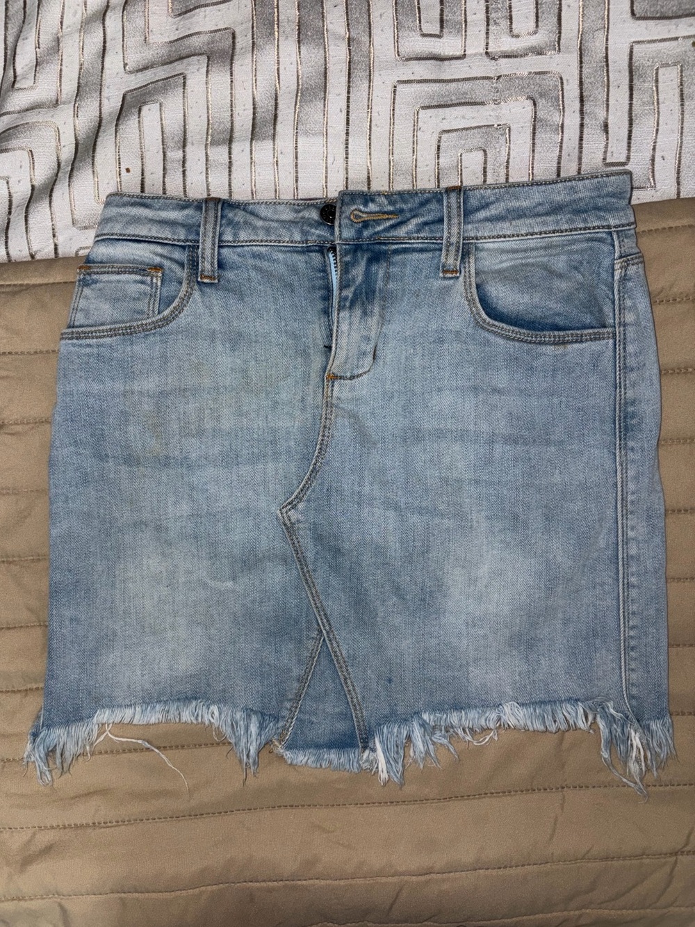 Cello Light Blue Frayed Hem Denim Skirt - Picture 1 of 6